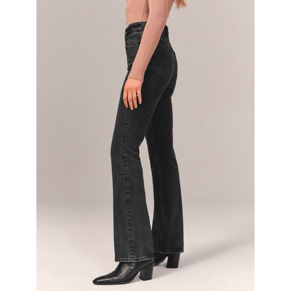 Abercrombie “70’s Vintage Flare” black high-rise rigid denim (size 10 short)